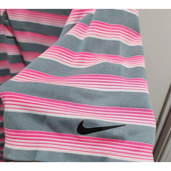 Nike Golf Tour Performance Dri Fit Polo Shirt Size 2XL Men Pink Striped Athletic - Picture 5 of 9